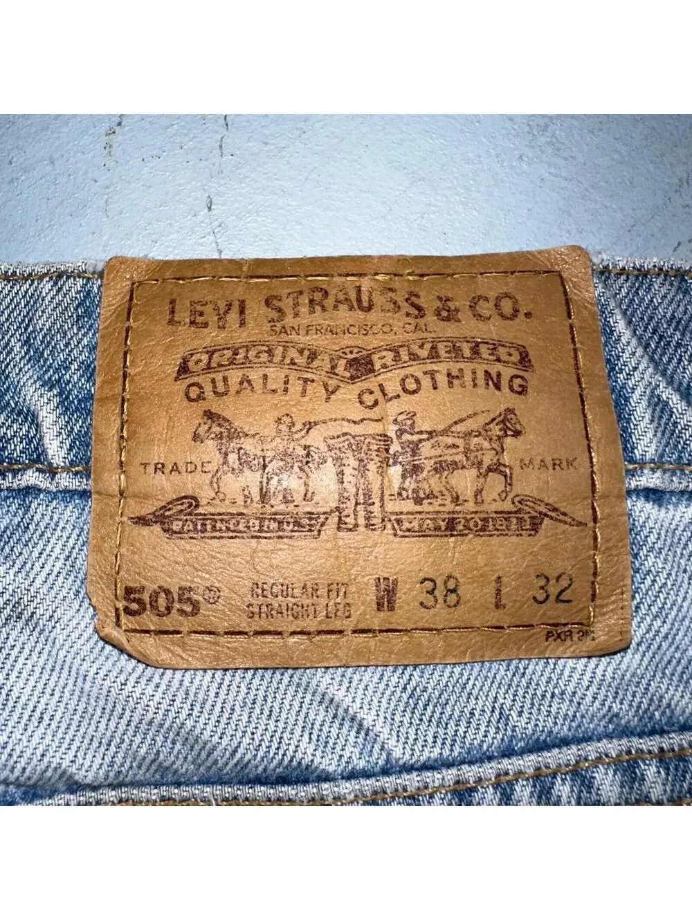 Levis 505 Vintage 90s Mexico Orange Tab Jeans 38x32 Blue Light Wash Act 36x30